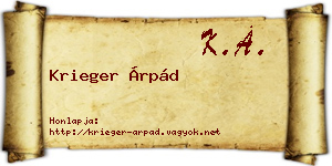 Krieger Árpád névjegykártya